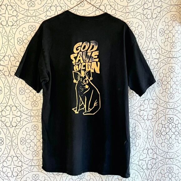 Save the Bacon T Shirt Black Yellow XL Vegan Vegetarian - Picture 6 of 6